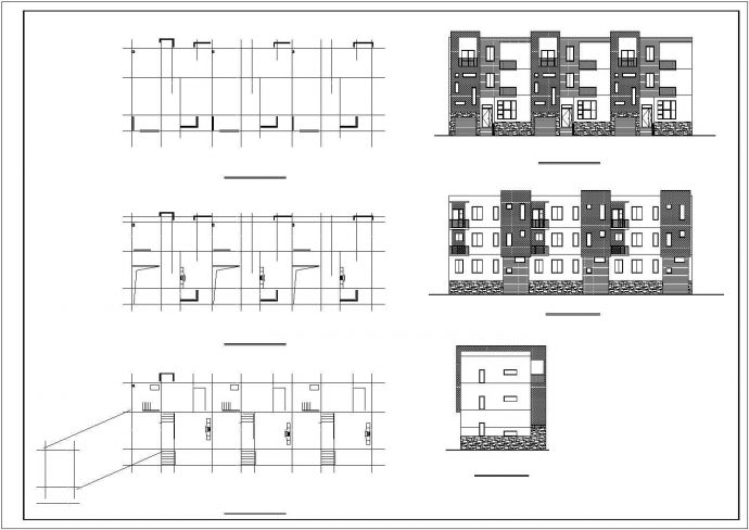 某经典联排小型别墅建筑设计详细施工方案CAD图纸_图1