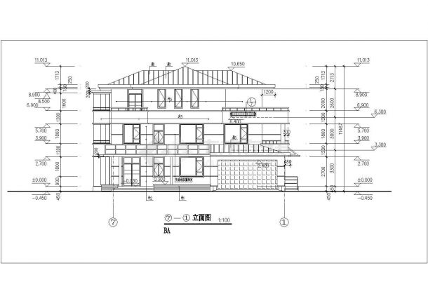 某经典现代小型别墅样板建筑方案设计详细施工CAD图纸-图二
