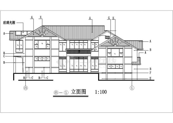 某现代几套小型别墅建筑方案设计详细施工CAD图纸-图二