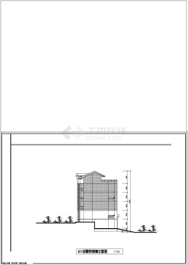 某现代汇景台小型别墅建筑方案设计详细施工CAD图纸-图二