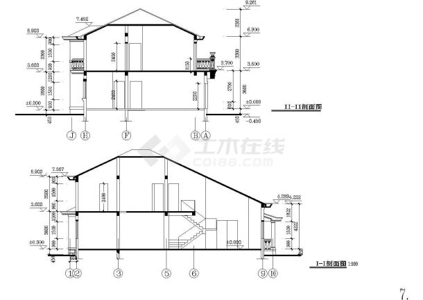 某现代湖边别墅建筑方案设计详细施工CAD图纸-图二