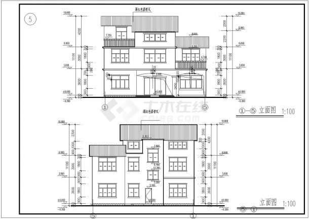 某现代豪华农村别墅建筑方案设计详细施工CAD图纸-图二