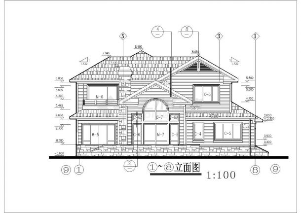 某现代两层小型别墅建筑方案设计详细施工CAD图纸-图二