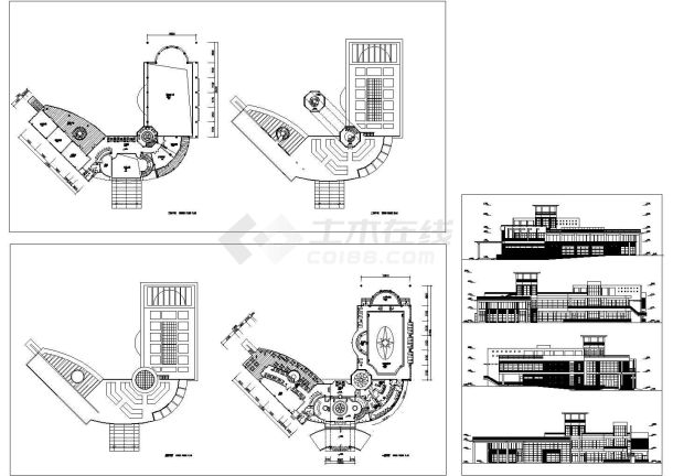 某现代两层独栋会所建筑方案设计详细施工CAD图纸-图一