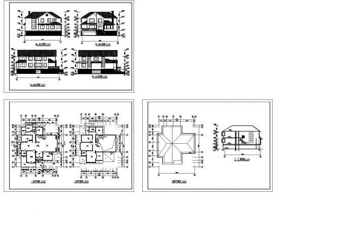某现代两层别墅建筑方案设计详细施工CAD图纸_图1