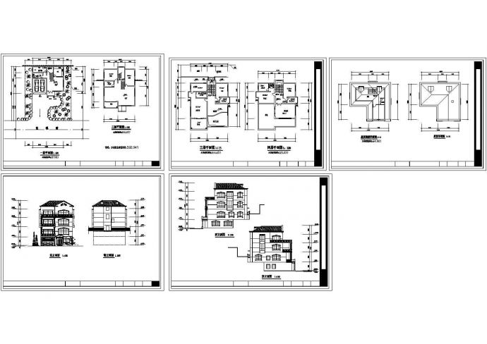 某现代多层小别墅建筑方案设计施工详细CAD图纸_图1