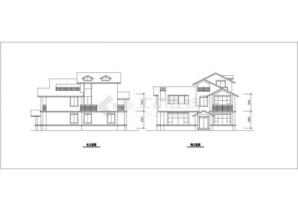 某现代多个小型别墅建筑方案设计施工详细CAD图纸-图二