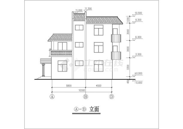 某现代度假别墅建筑方案设计施工详细CAD图纸-图二