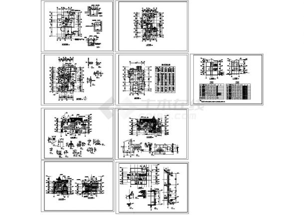 某现代独体别墅建筑方案设计施工详细CAD图纸-图一