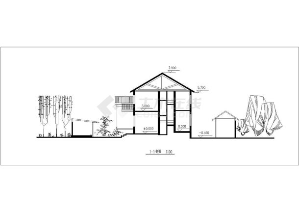 某新农村小型住宅建筑详细设计方案施工CAD图纸-图二