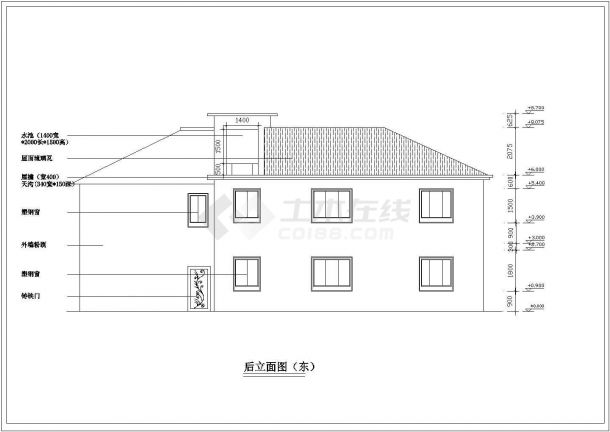 某简单小型农村住宅旧房建筑改造详细设计方案施工CAD图纸-图二