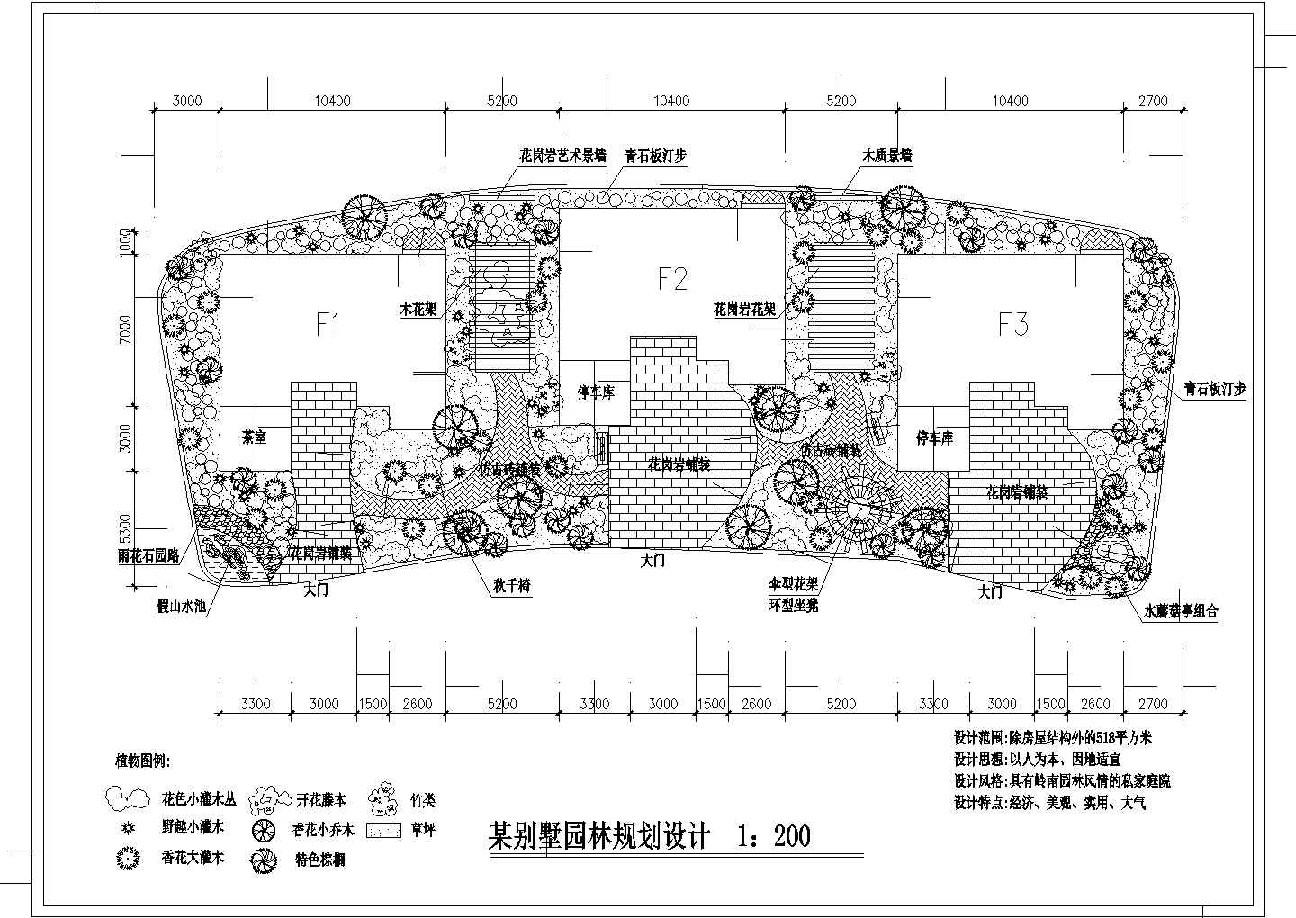 某简单私家花园建筑详细设计方案施工CAD图纸