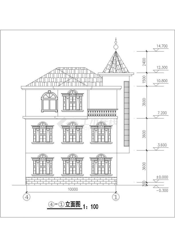 某简单农村别墅建筑详细设计方案施工CAD图纸-图二