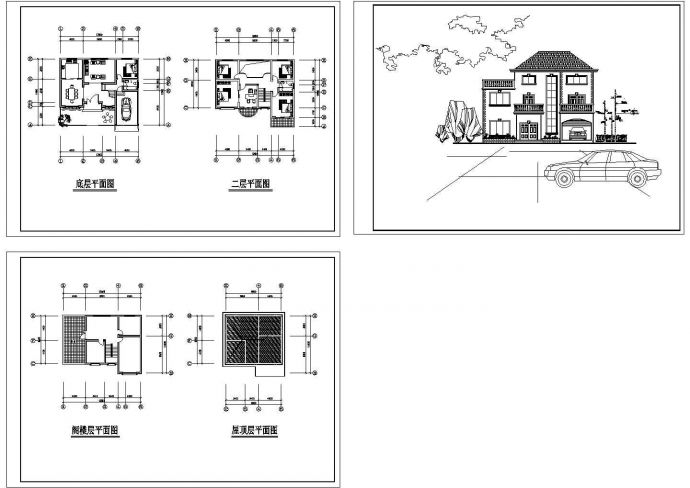 单栋小别墅建筑详细设计方案施工CAD图纸_图1
