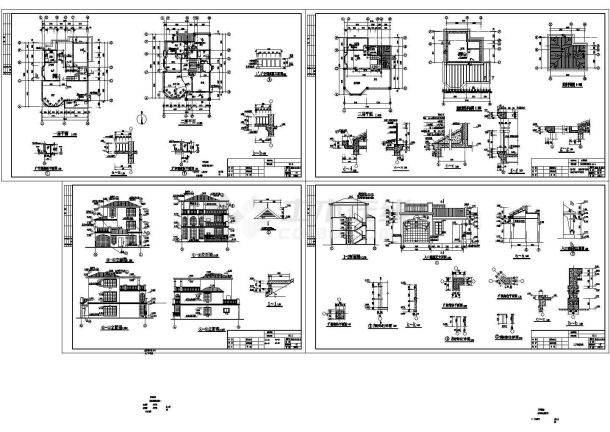 某小区典型低成本小型别墅建筑详细设计方案施工CAD图纸-图一