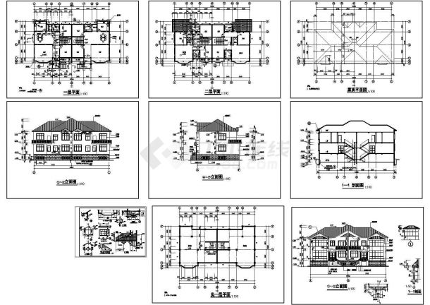某旅游度区乡村墅建筑详细设计方案施工CAD图纸-图一