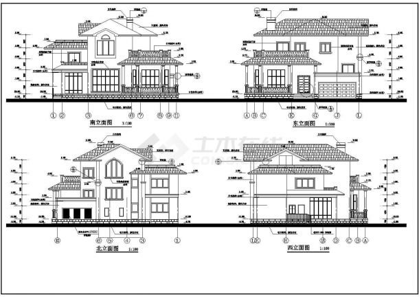 某地区现代户型别墅建筑设计详细方案施工CAD图纸-图二