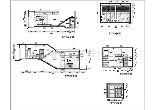 某经典豪华大户型别墅建筑施工方案设计CAD图纸-图二