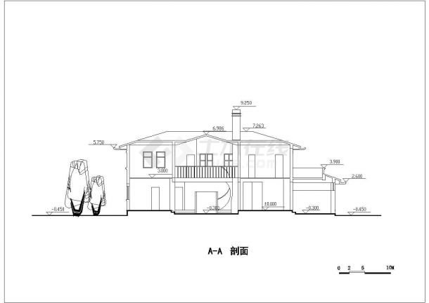 某现代富人区别墅建筑全套施工方案设计CAD图纸-图二