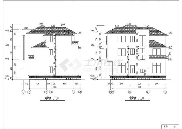 某地区现代别墅建筑扩出设计方案施工CAD图纸-图二