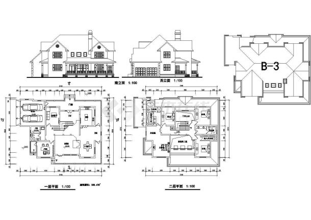 某地区经典型别墅楼建筑初步设计方案施工CAD图纸-图一