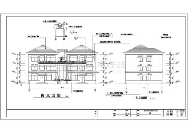 某地区经典北方豪华别墅建筑设计方案施工CAD图纸-图二