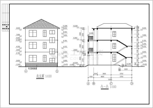某经典标准3层别墅全套建筑结构设计施工CAD图纸-图二