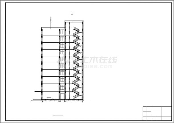 许昌市某市政单位1.2万平米10层框架办公楼建筑+结构设计CAD图纸-图二