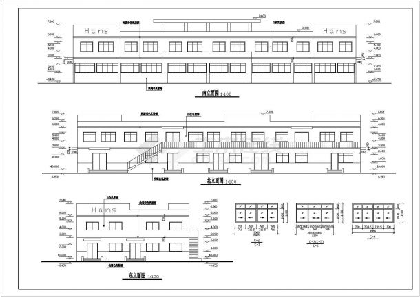 某现代标准工厂综合楼建筑设计详细施工CAD图纸-图二