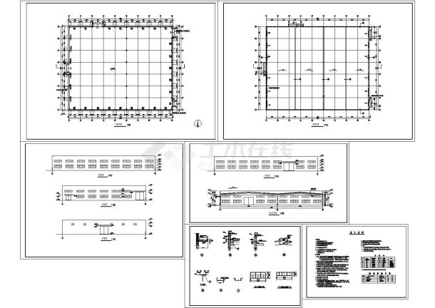 厂房设计_某现代标准单层钢结构厂房建筑设计详细施工CAD图纸-图一