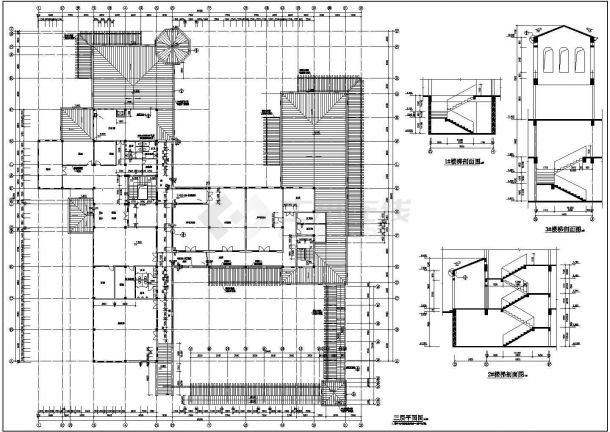 无锡市某商业街2100平米3层框架结构运动会所CAD建筑设计图纸-图二
