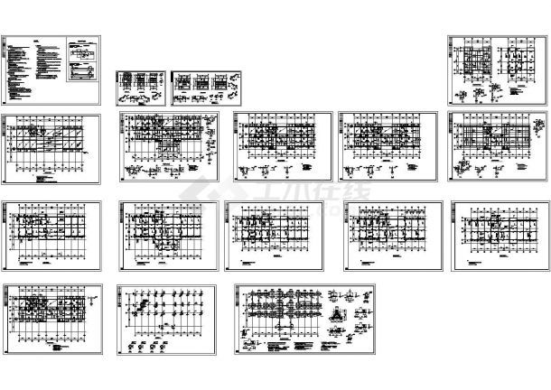 办公楼设计_某标准现代框架办公楼结构设计详细施工CAD图纸-图一