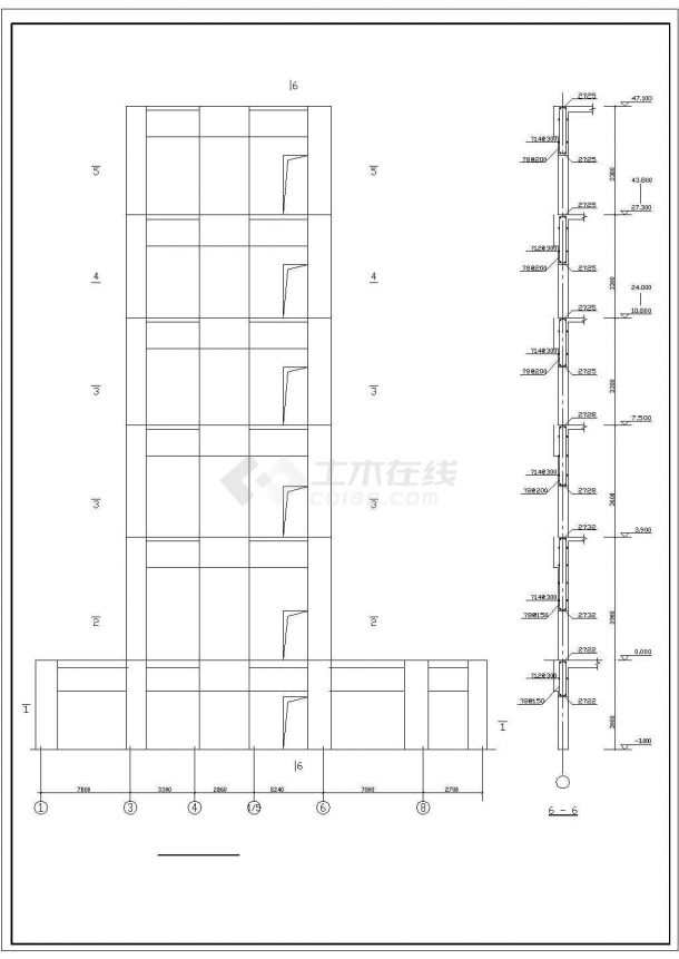 太原市某7500平米13层框架结构时间商务酒店全套结构设计CAD图纸-图一