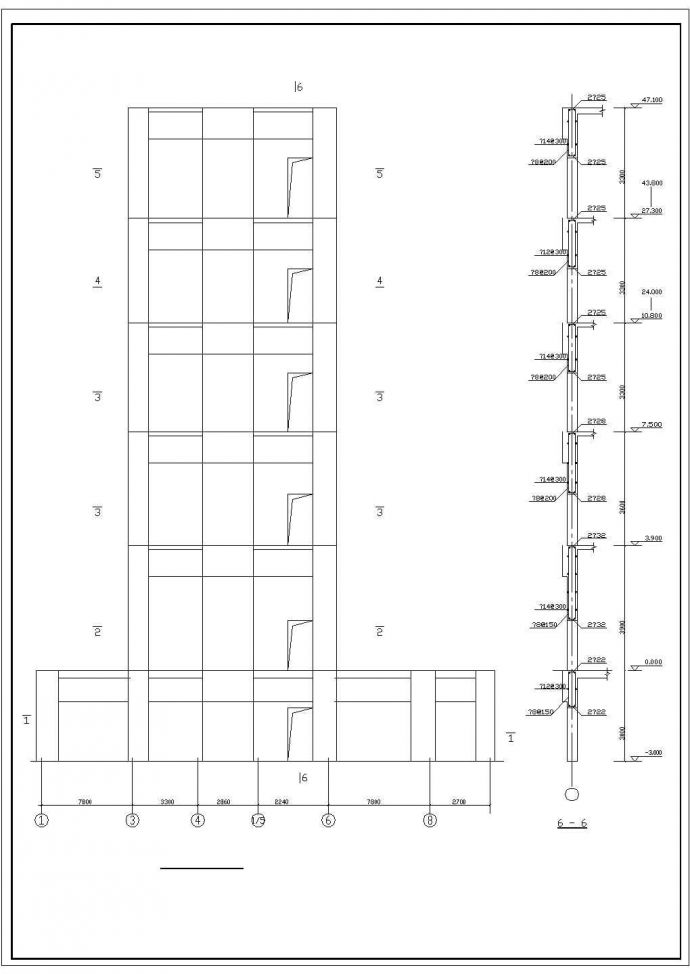 太原市某7500平米13层框架结构时间商务酒店全套结构设计CAD图纸_图1