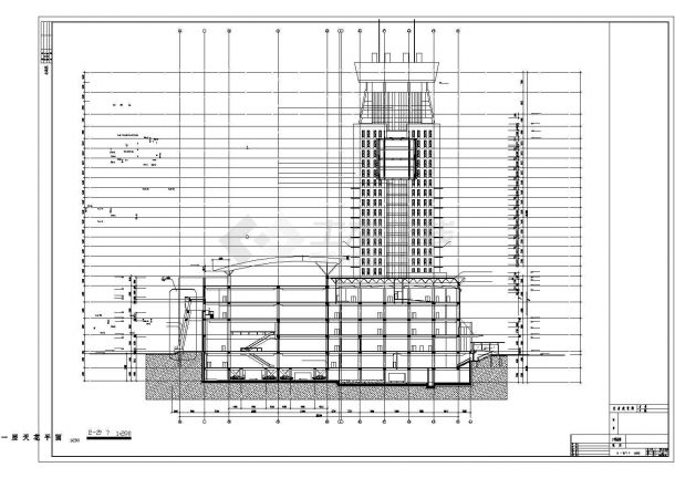 某高层剪力墙结构双子塔综合大楼设计cad全套建筑施工图（标注详细）-图一