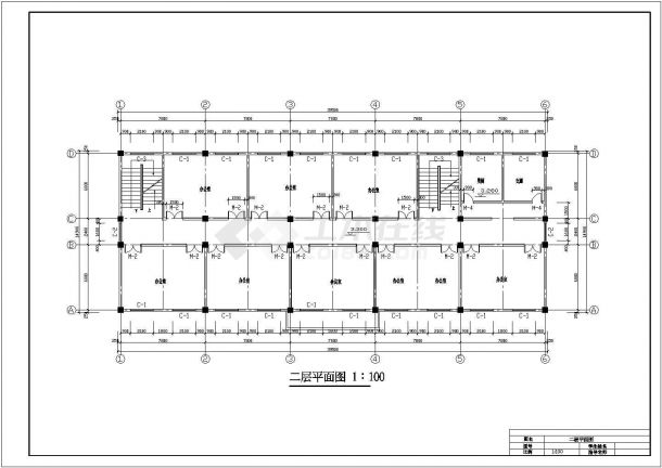 某建筑面积4119平米七层框架结构办公楼毕业设计cad建筑施工图（含设计说明，含结构设计，含计算书）-图一