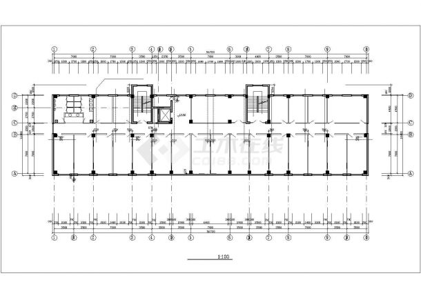 郑州市某市政单位3900平米6+1层框混行政办公楼建筑设计CAD图纸-图二