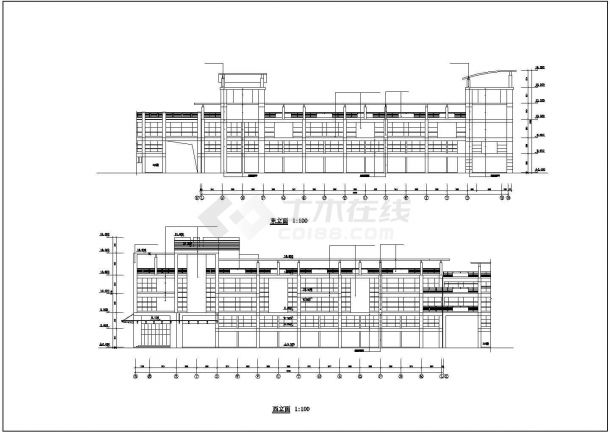 东莞市某工厂9700平米3层框架结构加工厂房建筑设计CAD图纸-图一