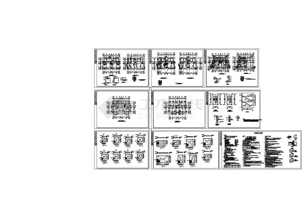 某标准现代三层异形框架柱结构住宅设计详细施工CAD图纸-图一
