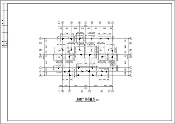 某标准现代三层异形框架柱结构住宅设计详细施工CAD图纸-图二