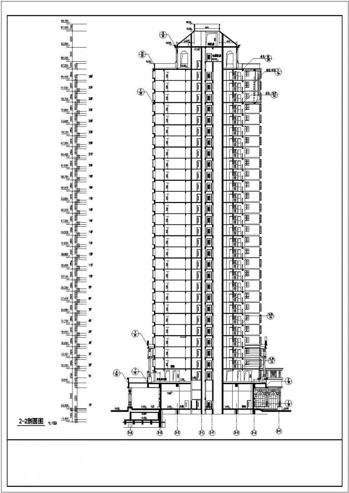 包头市某新建小区1.3万平米30层剪力墙结构住宅楼建筑设计CAD图纸_图1