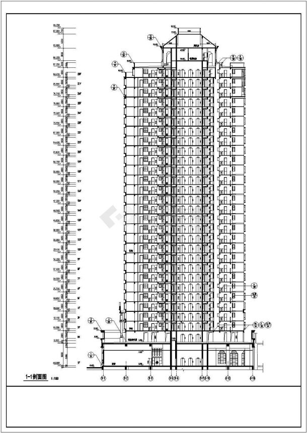 包头市某新建小区1.3万平米30层剪力墙结构住宅楼建筑设计CAD图纸-图二