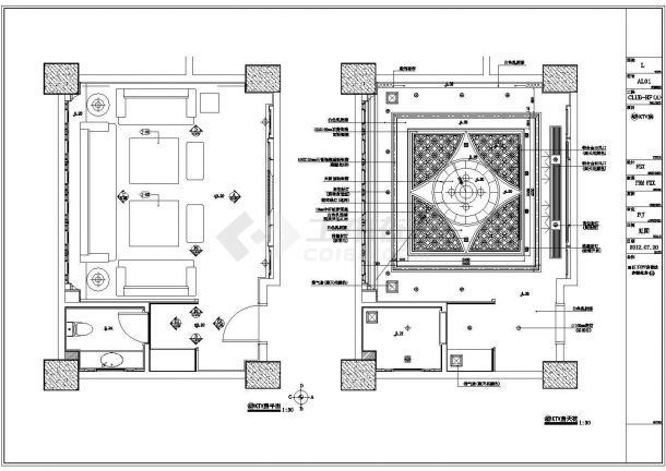 红舫国际商务娱乐会所室内精装修设计cad全套施工图（含施工说明，带效果图）-图二