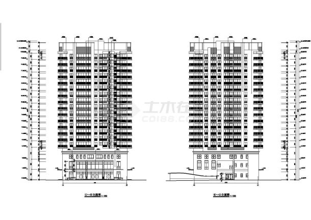 4.1万平米两栋18层连排商住楼全套建筑设计CAD图纸（1-3层商用）-图二