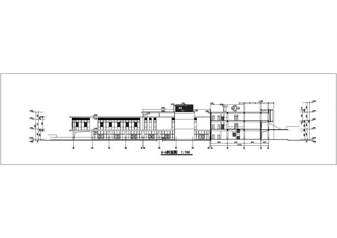 衡阳市某商业街1700平米3层框架结构步行街立剖面设计CAD图纸_图1