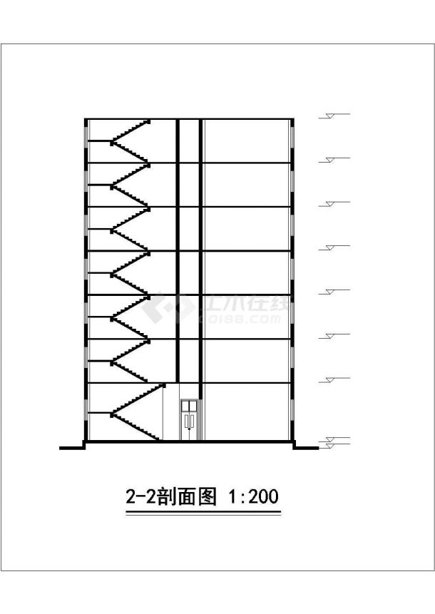 武汉市某1.2万平米7层框架结构星级酒店平立剖面设计CAD图纸-图一