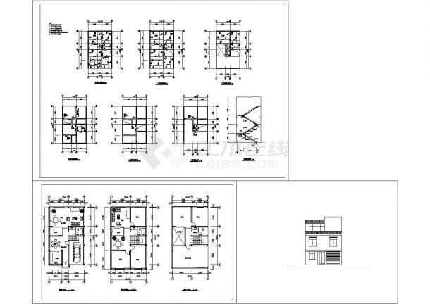 三层框架结构民用住宅结构施工cad图(含平面图，共十一张）-图一