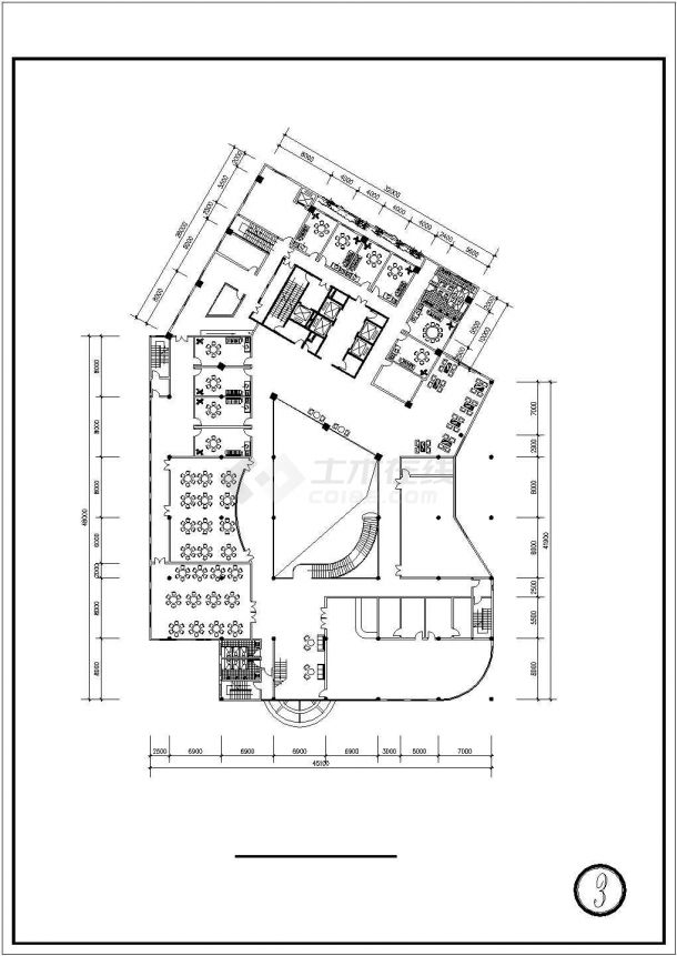 1.3万平米22层框架结构商务宾馆平立剖面设计CAD图纸（含机房层）-图二