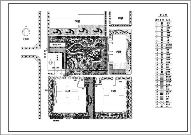二十四层居住区屋顶绿化设计cad图(含总平面图)-图一