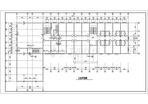 阜新市某商业街3200平米3+1层框架结构商务酒店建筑设计CAD图纸-图二